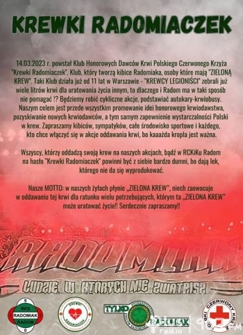 Krewki Radomiaczek organizuje honorową zbiórkę krwi