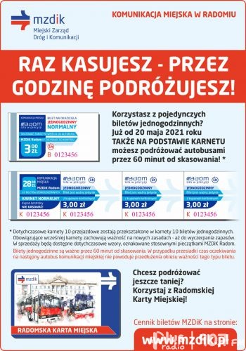 Od dziś bilety w karnetach 10 przejazdowych stają się jednogodzinne