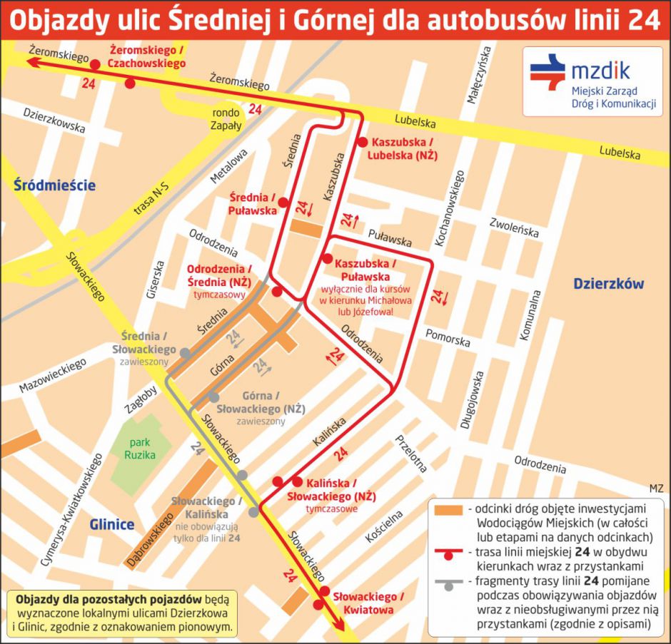 Zamknięcie ulicy G&oacute;rnej i objazdy dla linii 24