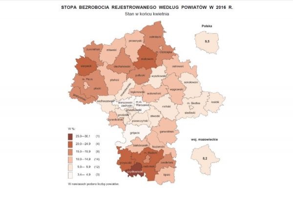 Mniejsze bezrobocie