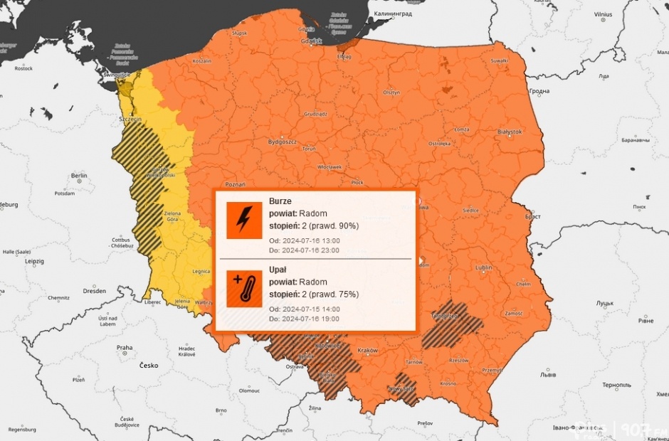 Burze z silnym wiatrem, ulewnym deszczem i lokalnie gradem