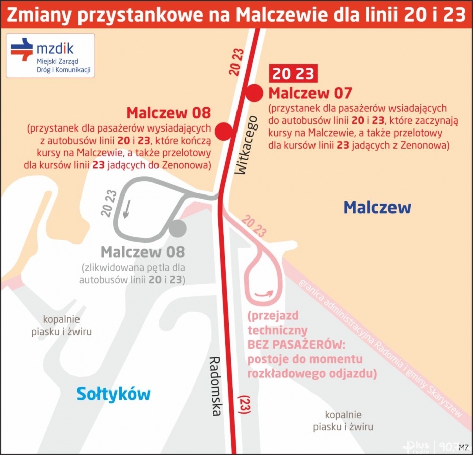 Zmiany przystankowe na Malczewie