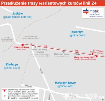 Przedłużenie trasy linii 24 na terenie gminy Gózd