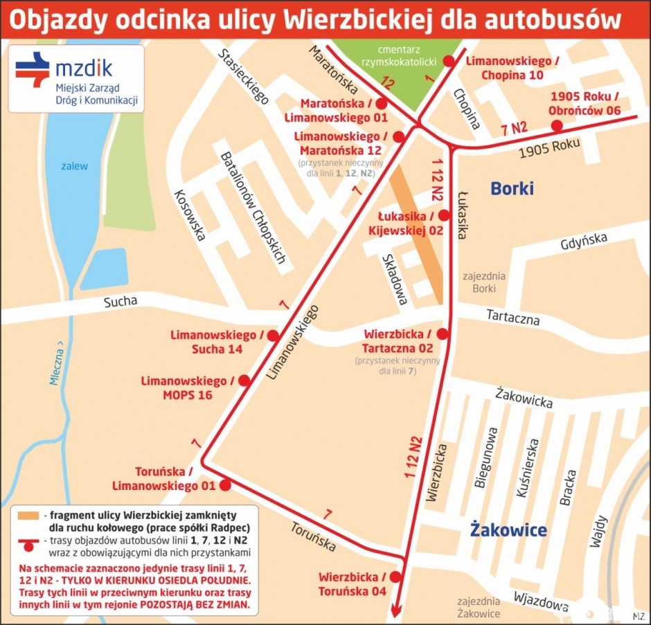 Zamknięty zostanie odcinek ulicy Wierzbickiej na Borkach